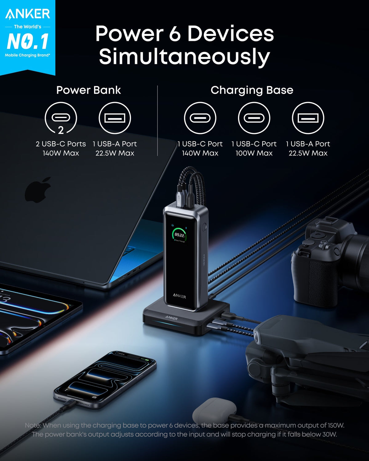 Anker Prime Power Bank (26K, 300W) with Charging Base