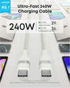 Anker Laptop Power Bank (25K, 165W, Built-In and Retractable Cables) and Anker USB-C to USB-C Cable (6 ft, 240W, Upcycled-Braided)