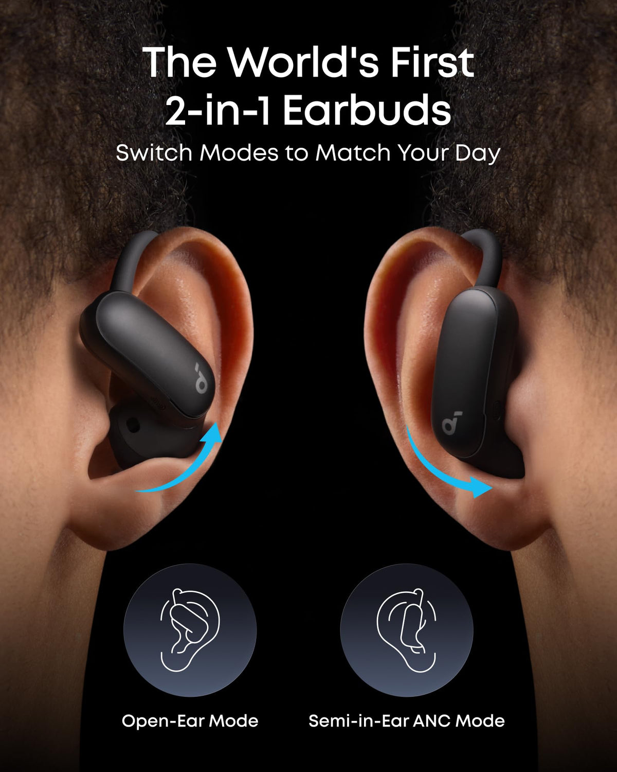 AeroFit 2 Pro｜Dual-Form Earbuds with Open-Ear and Active Noise Cancellation Form