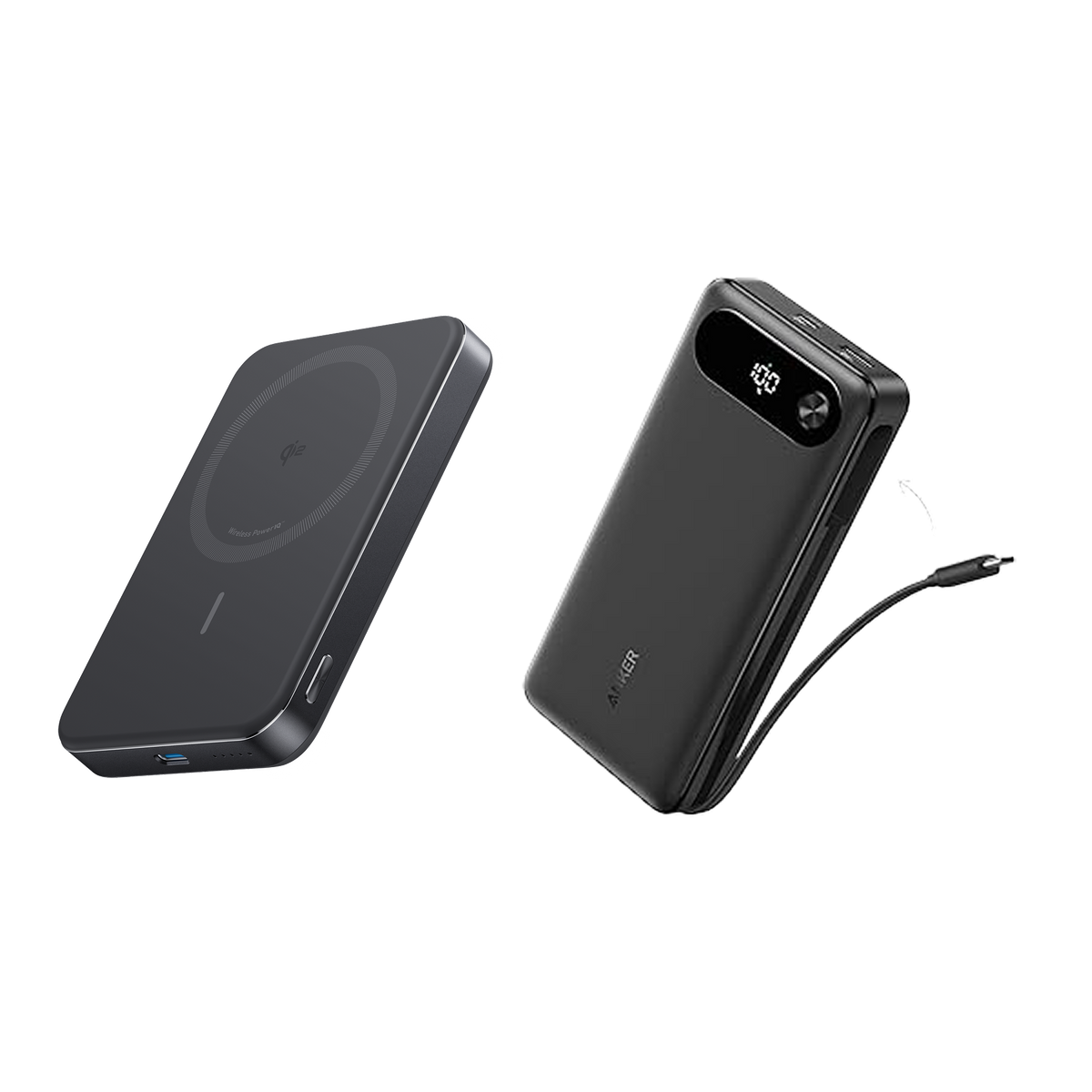 Anker Power Bank (20K,  87W, Built-In USB-C Cable) and Anker MagGo Pok (10K, Slim)