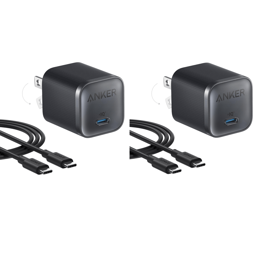 Anker Nano Charger (45W) with USB-C to USB-C Cable 2-Pack
