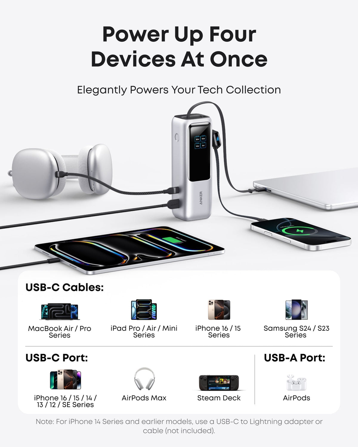 Anker Laptop Power Bank (25K, 165W, Built-In and Retractable Cables) WM