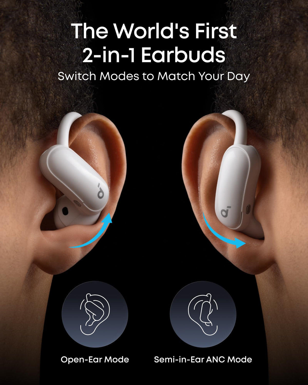 AeroFit 2 Pro｜Dual-Form Earbuds with Open-Ear and Active Noise Cancellation Form