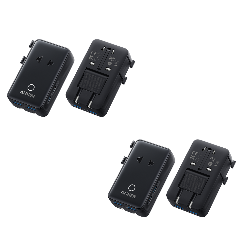 Anker Nano Travel Adapter (5-in-1, 20W, 2-Pack)
