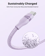 Anker USB-A to USB-C Cable (Upcycled-Braided, 2 Pack, Violet）