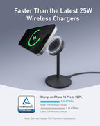 Anker MagGo iPhone 17 MagSafe Charger Compatible Stand (Qi2 15W,With Adapter)