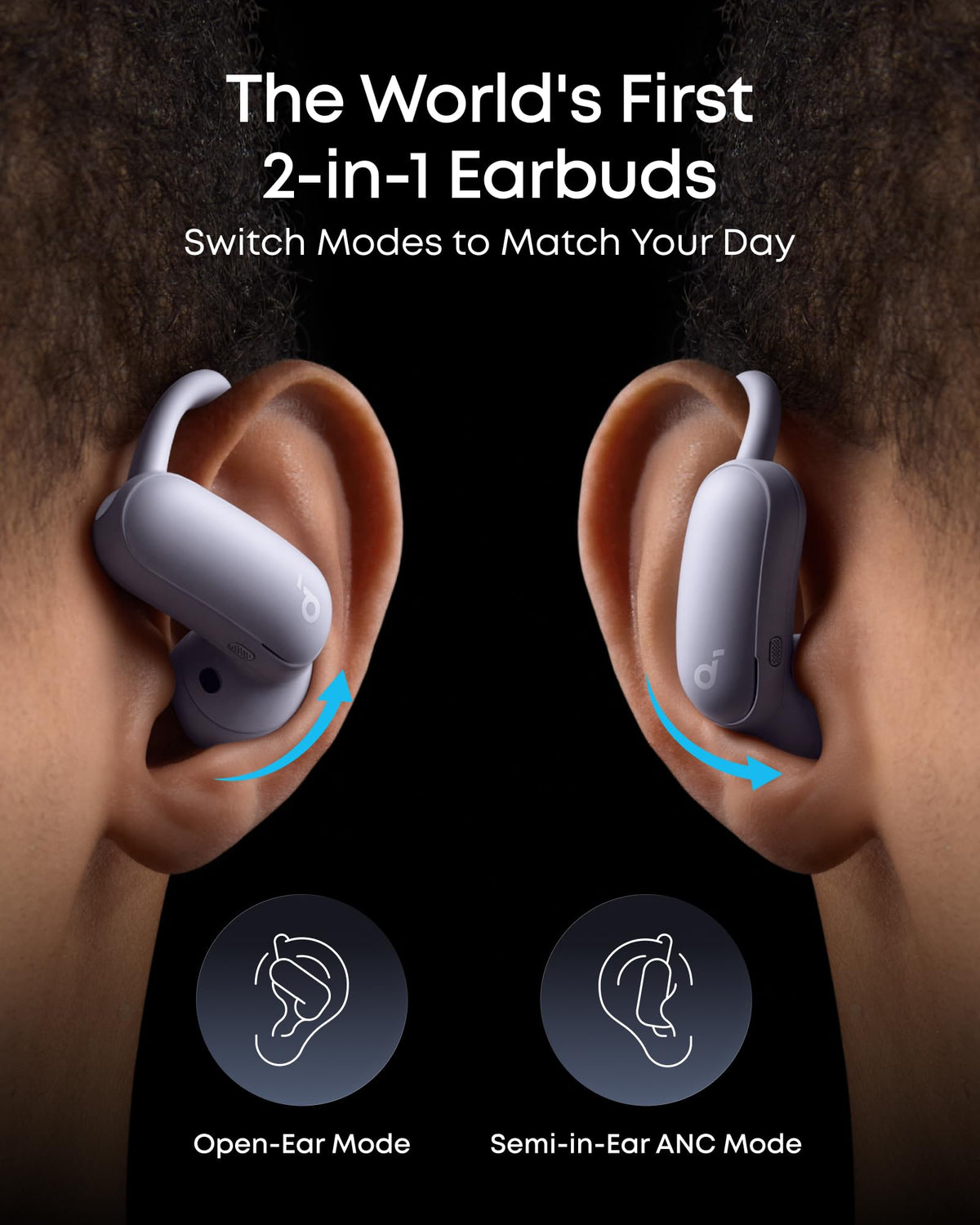AeroFit 2 Pro｜Dual-Form Earbuds with Open-Ear and Active Noise Cancellation Form