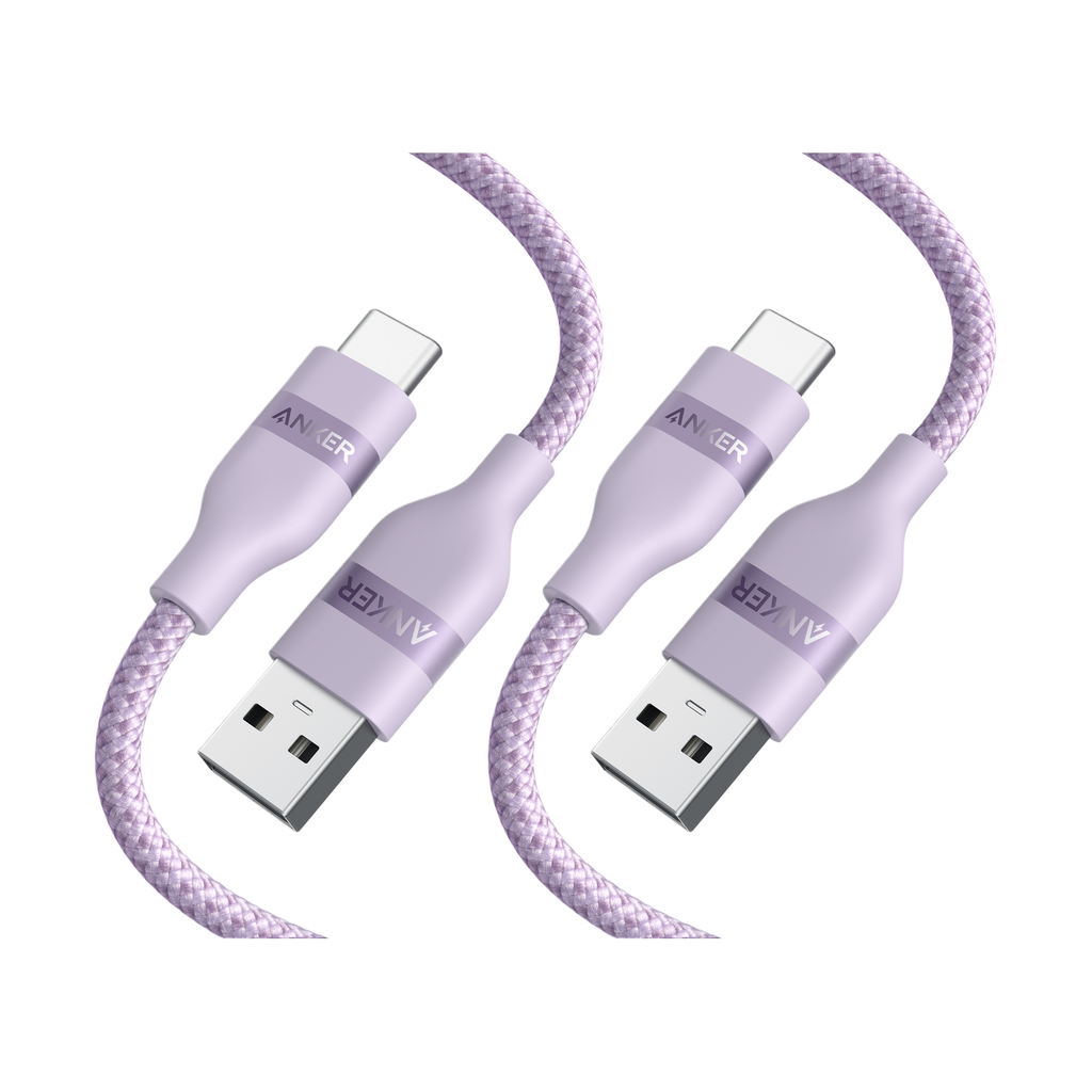 Anker USB-A to USB-C Cable (Upcycled-Braided, 2 Pack, Violet）