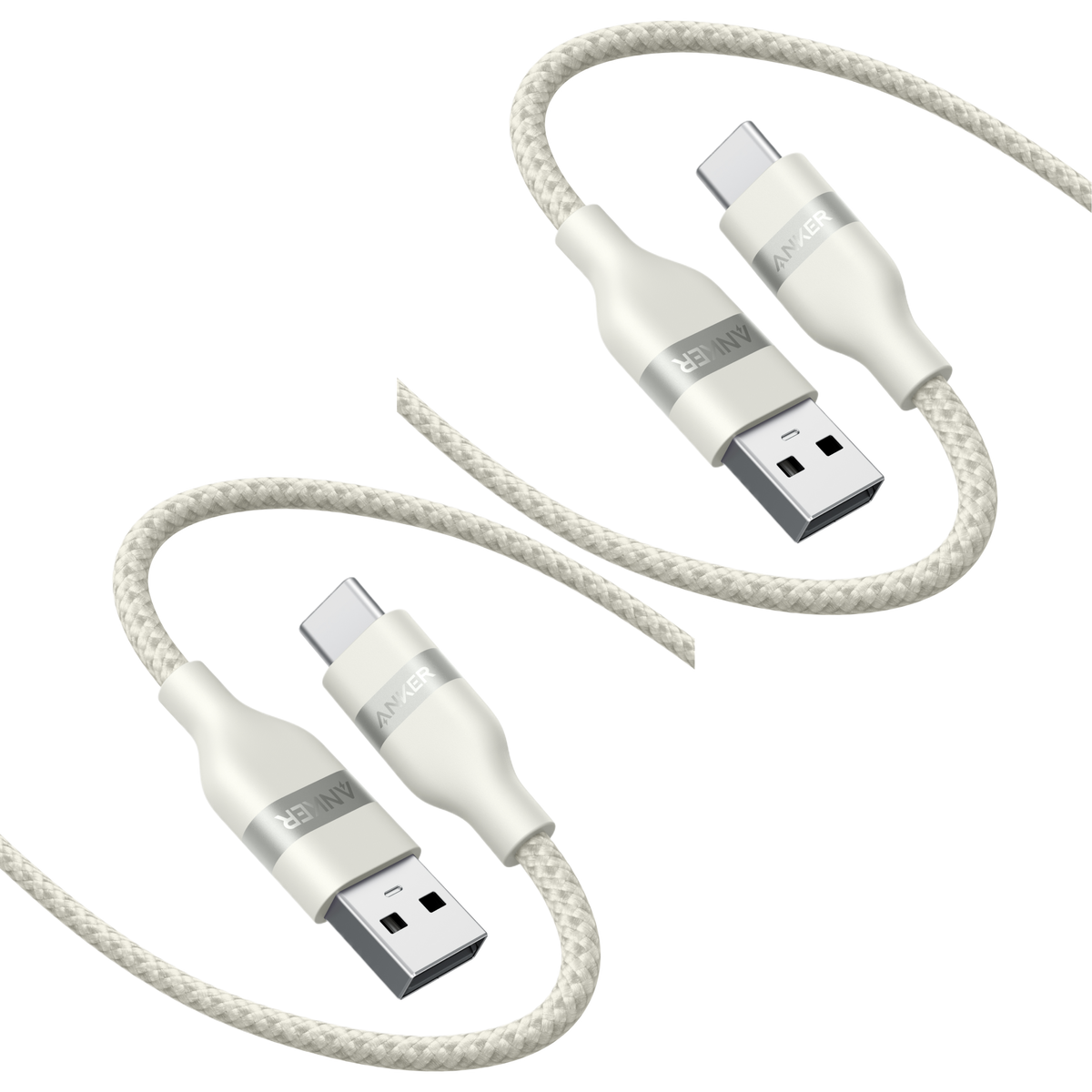 Anker USB-A to USB-C Cable (3 ft, Upcycled-Braided, 2 Pack）