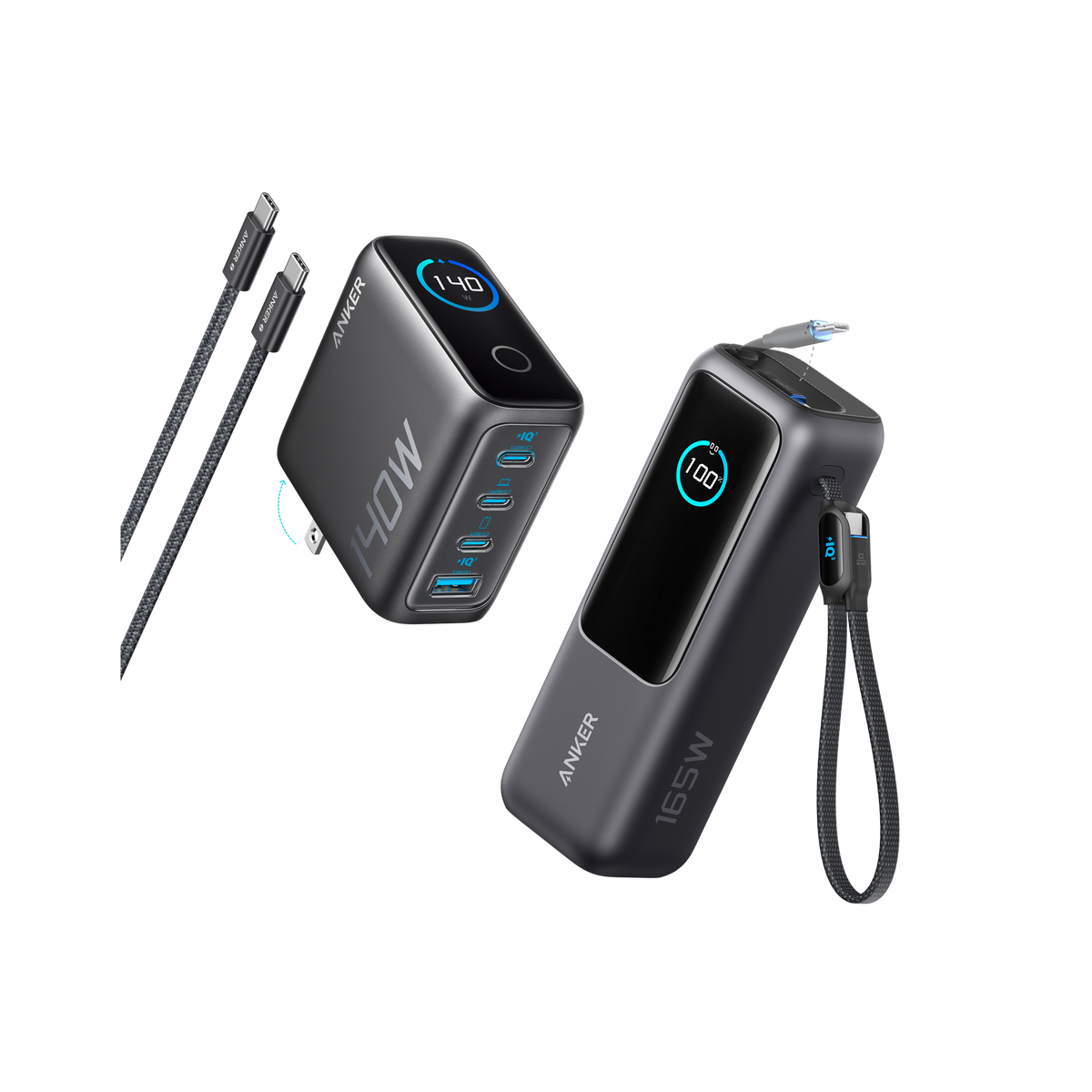Anker Laptop Power Bank (25K, 165W, Built-In and Retractable Cables) WM